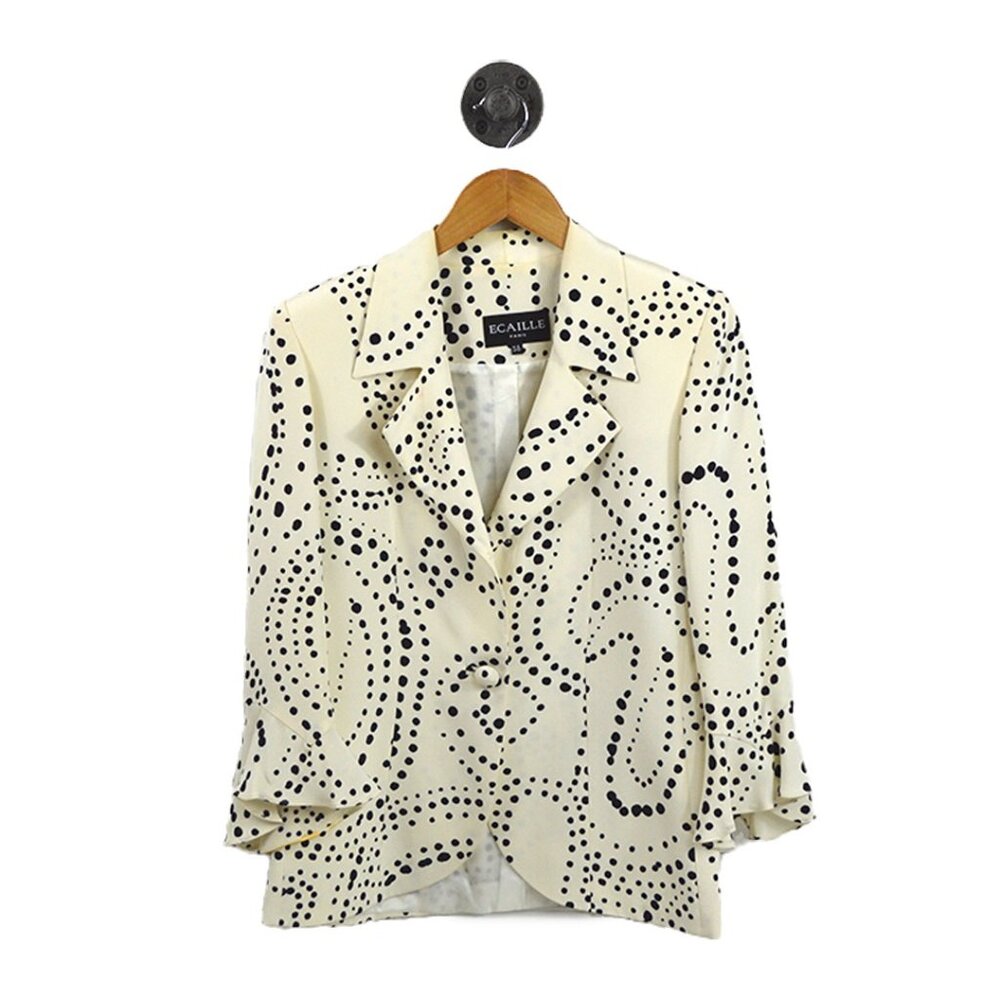 Ecaille Paris Polka Dot Silk Print Blazer #174-25